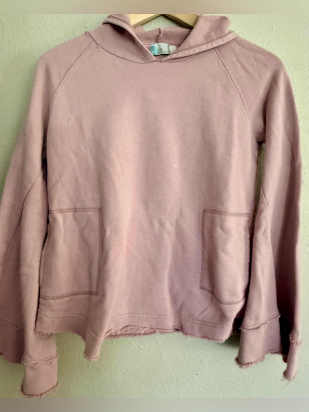 Free People FP Beach Hooded Sweatshirt XS 💕Antique Rose💕Raw Hems Like New💕 - Picture 2 of 10